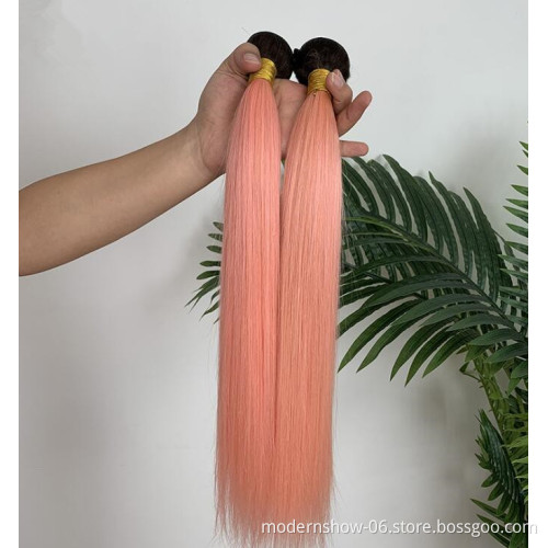 Customized Ombre Colored #4 #30 #27 Pink Burgundy Colors Human Hair Bundles